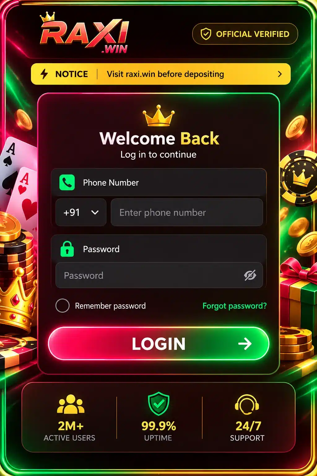 Raxi Win Login RaxiWin Login account access